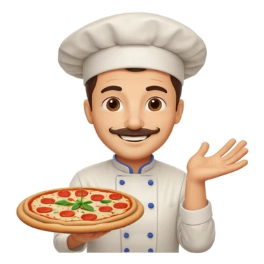 smiling Italian chef spinning pizza dough sticker