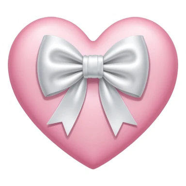 white satin bow on a pink heart sticker