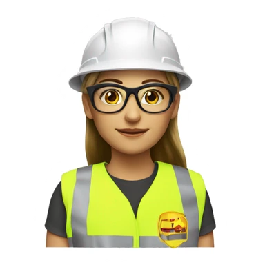 Safety girl hard hat safety glasses yellow reflective vest sticker