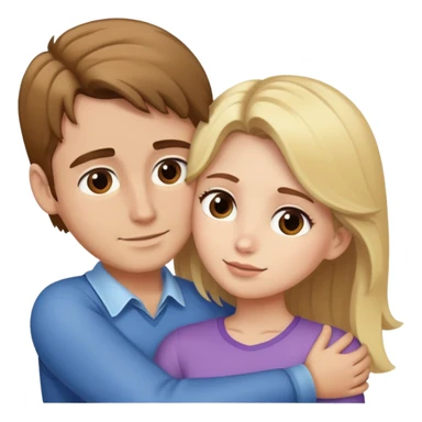  portrait of brown haired girl hugging a man blonde sticker