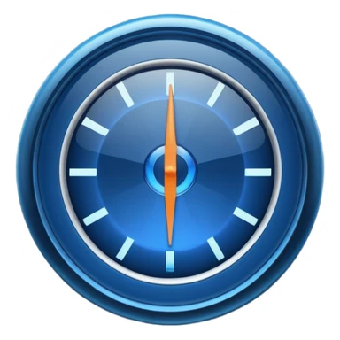 a round gauge, deep blue with a glowing effect, no numbers or markings, minimal design, apple emoji style sticker