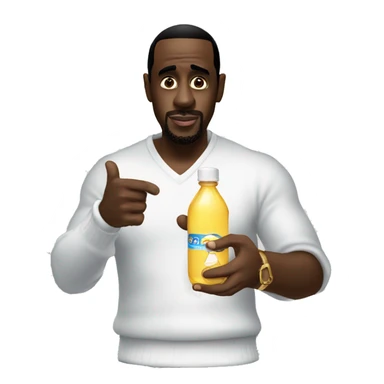 P diddy holding a bottle of baby oil sticker