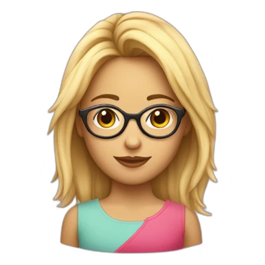 Chica de pelo rubio con gafas adolescente y piel clara sticker