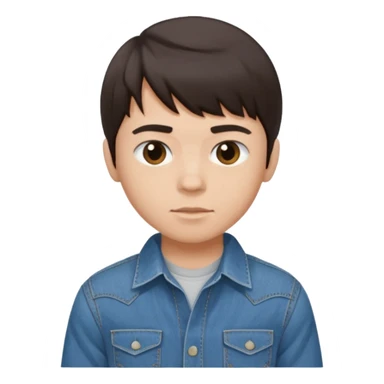 boy dark brown hair with bangs with straight eyebrows folding clothes  sticker