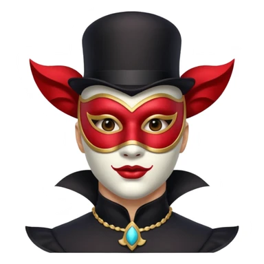masked circus acrobat portrait, head and shoulders only, elegant carnival mask, dark outfit collar, dramatic expression, 3D cartoon, mobile game icon style, clean background, no text, no watermark
 
 sticker