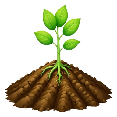 A two-leaf green sprout standing on a mound of brown soil sticker