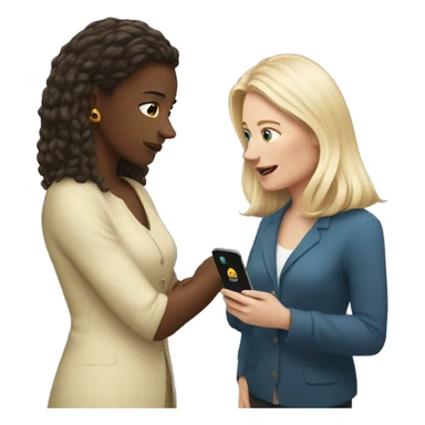 white woman showing her phone to another white woman sticker