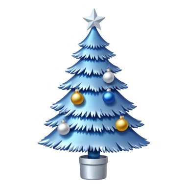 White christmas tree withe blue and silver decoration sticker