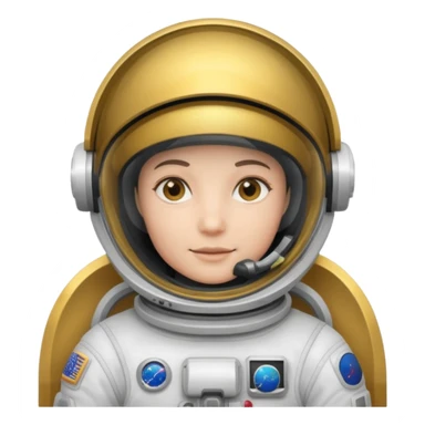 Astronaut in white EVA suit with gold visor helmet sticker