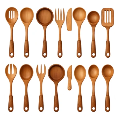 wooden kitchen utensils and items sticker