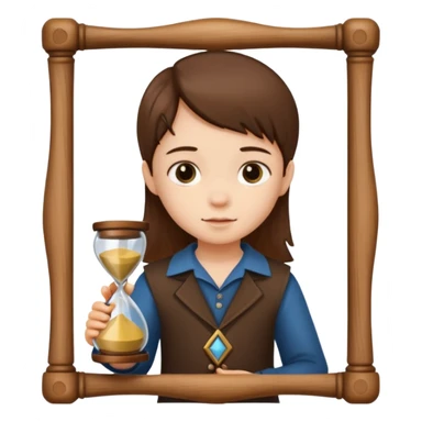 child holding hourglass in a  frame with no bg sticker