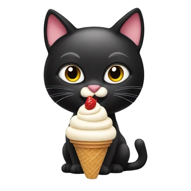 Black cat eating ice cream sticker
