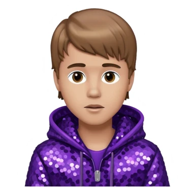 Justin Bieber with light brown hair, dark purple sequin outfit sticker