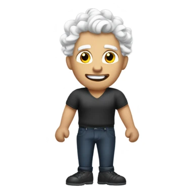 Create an emoji white-haired man with curlers and muscular body sticker