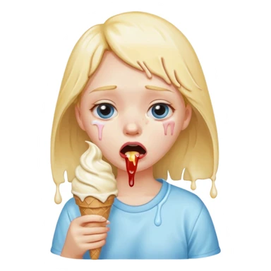 a crying girl eating ice cream after heartbreak sticker