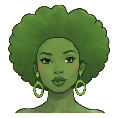 Black girl with Afro sticker