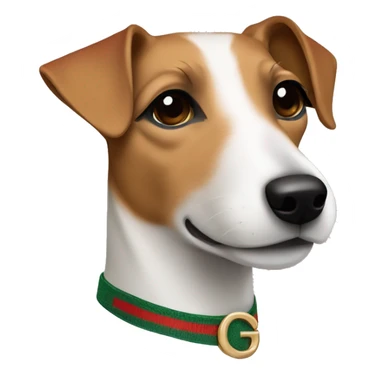 jack russell terrier light brown wearing gucci green and red sticker