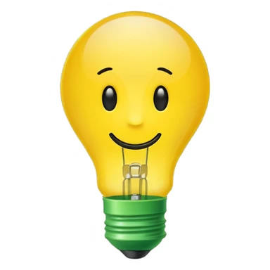 Yellow light bulb emoji representing a good idea, with a green check mark for approval. Simple emoji style, flat design, bold colors, clean lines, no text, transparent background. sticker