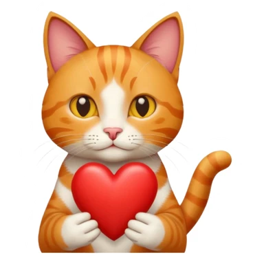 Male cat holding heart and flower sticker