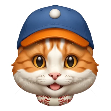 smiling cat with a baseball cap sticker