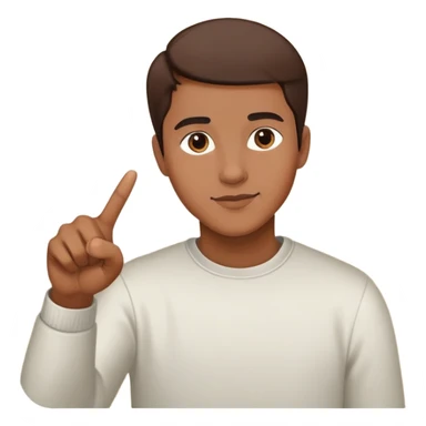 Person pointing at inspiring finished portrait rather than scattered paints sticker