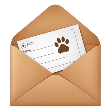 a mailed 9x6 brown envelope with a label on it...the label should be cute and has a paw print on it and text sticker