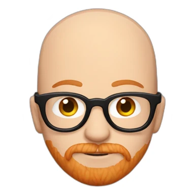 White man a shaven head with dark rimmed glasses, a ginger beard and septum piercing sticker