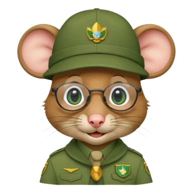 humaniod mice with a scout hat with glasses green uniform sticker