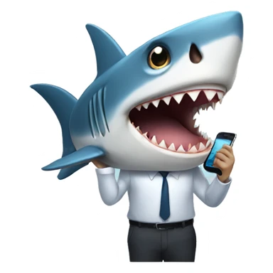 shark talking on the phone sticker