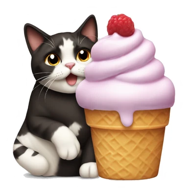 Icecream with Fat dark calico cat sticker