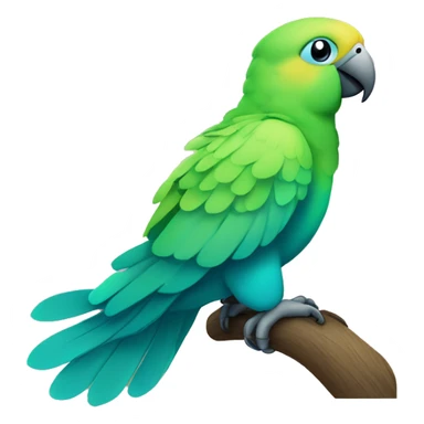 Quaker all green parrot with white chest, blue wings and teal tail feathers with a playful attitude  sticker