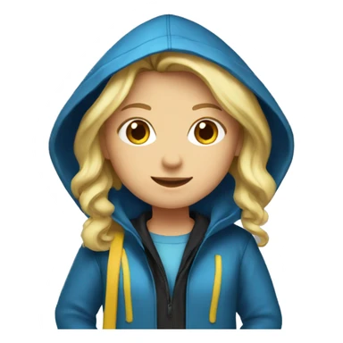 Blond girl with blue raincoat with hood and black boots sticker
