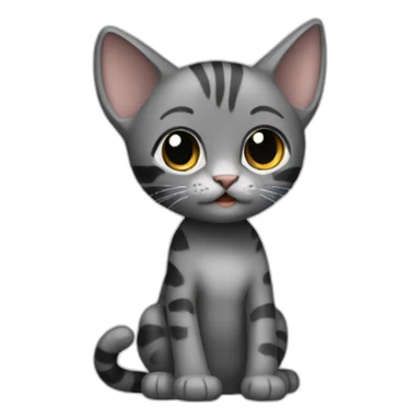 full body grey and black playing baby skinny cat sticker