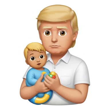 trump holding a baby’s rattle sticker