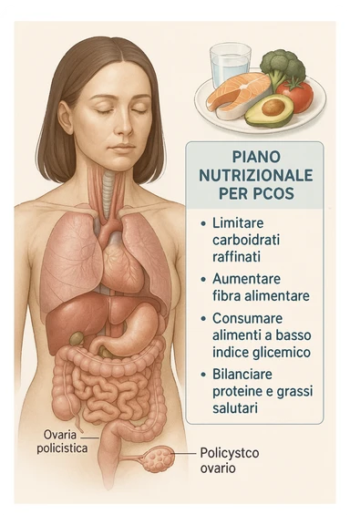 donna con un piano nutrizionale  in 3D immagine medica donna pcos in italiano  sticker