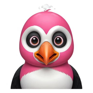pink puffin angry blow steam nose beak sticker