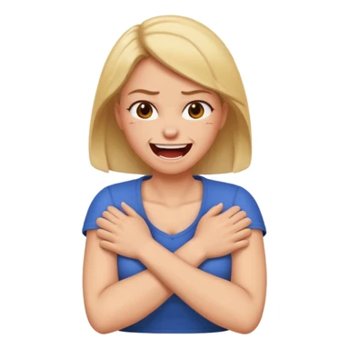 crest me an emoji of a arms crossed (choking)around neck angry laughing women sticker