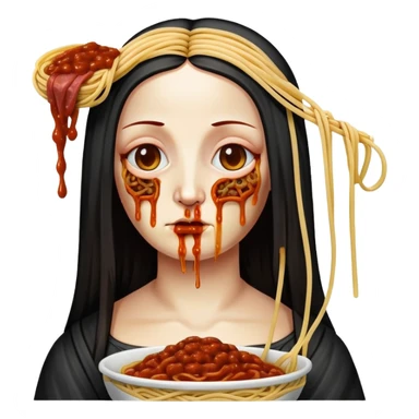  SPAM meat dripping sauce spaghetti goth monalisa portrait sticker