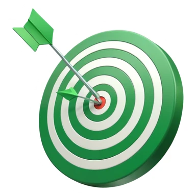 Cinematic Realistic green tilted target with a white arrow in the center  sticker