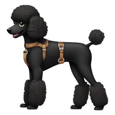 3 legs One Small furry Black Poodle with brown harness sticker