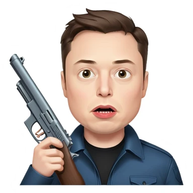 Elon Musk with a gun in his mouth sticker