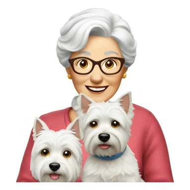 Senior women with westie sticker