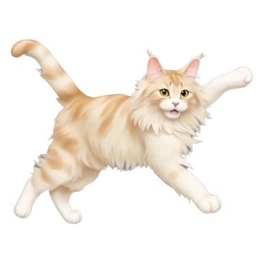 cream coloured maine coon doing a cartwheel sticker