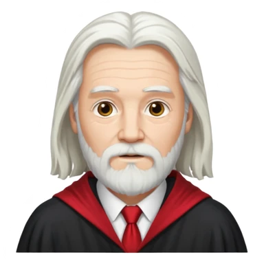 An older man with long white hair and beard, wearing a red tie and robe (possibly inspired by Dumbledore). sticker