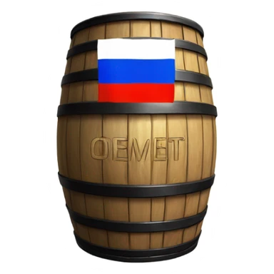barrel of oil with russian flag sticker