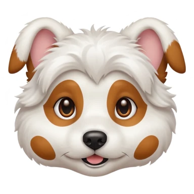 White dog with brown eyes and some long white body and white ears with brown spots curved on the sides sticker