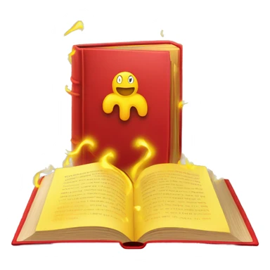 Red powerful Book with magic around yellow sticker