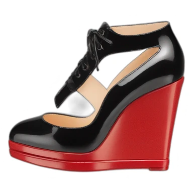 One WEDGE heel LOUBOUTIN black leather PATENT sticker