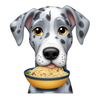 Blue Merle Great Dane eating ramen  sticker