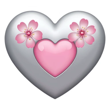 heart with a sakura blossom overlay and silver highlights sticker